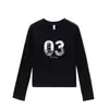 Camiseta de Manga Larga con Cuello Redondo y Hombro Normal Nueva de Primavera y Otoño para Mujer Estilo Retro Americano Estampado de Letras Corte Delgado Versátil Top de Chica Popular