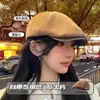 Gorra Retro de Pana Estilo Británico, Circunferencia de Cabeza Grande, Boina Adelgazante, Versátil Gorra de Periodista para Mujer, Adecuada para Primavera y Otoño