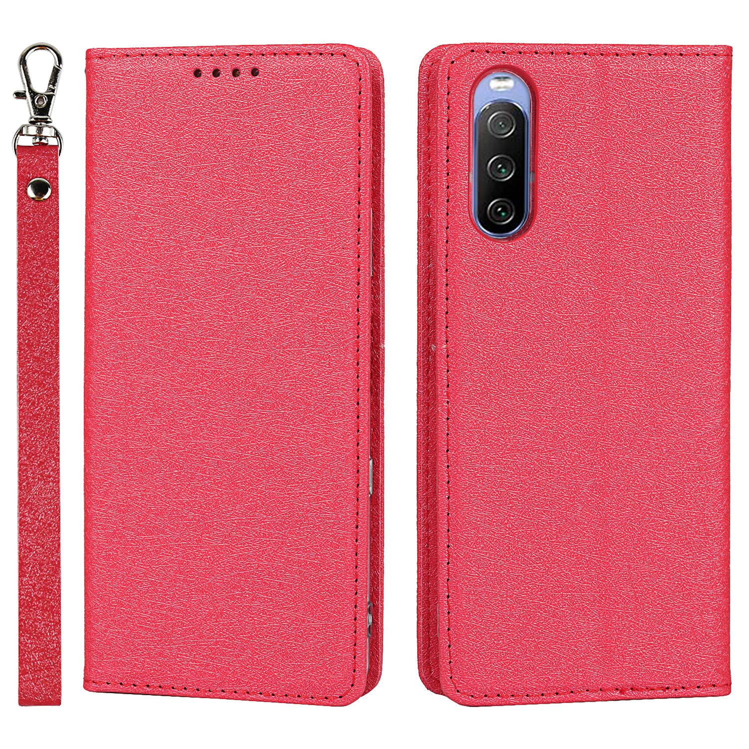 索尼 Xperia 10 III 挂绳蚕丝纹皮套