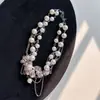 Colar Francês de Metal Borboleta com Pingente de Pérola e Franja para Mulheres, Luxo Acessível Nicho Corrente Clavícula Gargantilha