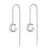 Brincos de Clipe de Osso da Orelha de Linha Dupla Casuais Fio de Orelha Brincos Geométricos Longos Femininos Super Fada Elegante Corrente de Orelha Um Dois Usos Brincos Versáteis