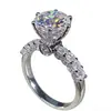 Novo anel de moissanita diamante de 5 quilates em prata de lei S925 da Ziyu Jewelry, anel de casamento brilhante oito corações oito flechas para mulheres