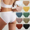 Ropa interior para mujer de algodón antibacteriano, talla grande, cintura media-baja, lencería sexy para mujer, color liso, hilo, sin costuras, fina