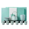 Conjunto de chá Ru ware, um conjunto completo luxuoso e de alta qualidade para uso doméstico, embalado em uma caixa de presente, perfeito para presentear ou para uso no escritório