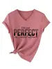 Não sou perfeito, sou T-shirt Casual de Moda Feminina com Decote V e Manga Curta de Site Independente Amazon eBay