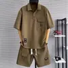 Conjunto de Verão Manga Curta Plus Size para Homens, Camisa Polo Casual Solta Estilosa Novo Estilo Chinês, Shorts Versátil da Moda 150kg