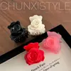 Pasador de Flor de Rosa de Doble Cara ~ Pinza Elegante Coreana Francesa para Cola de Caballo Mediana Pinza para el Cabello Pinza de Tiburón Francesa