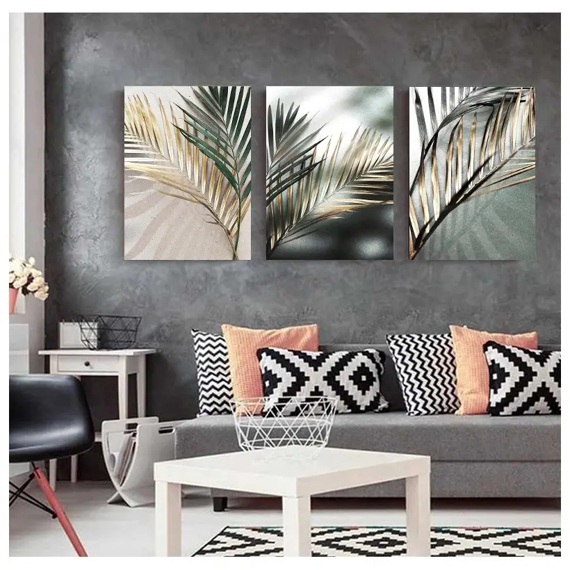 Golden-Palm-Leaf-Plant-Canvas-