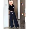 Temporada de comercio transfronterizo: Jeans de pierna ancha de mezclilla en color piel de vaca, nuevo estilo de verano para personas petite, diseño versátil con colores contrastantes, corte holgado