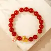 Fique Rico Logo, Ano da Sorte, Ano Novo, Pulseira Vermelha do Sul, Fique Rico Imediatamente, Pulseira de Sândalo Vermelho, Pulseira de Ágata com Sândalo Roxo e Dourado Feminina