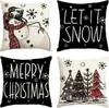 Funda de Almohada Navideña Nueva Papá Noel Alce Copo de Nieve Pino Lino Estampado Almohada Decorativa para Sofá