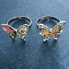 Anillo de Mariposa 3D Hueco de Doble Capa Color Dopamina Impresionante, Anillo Único de Dedo Índice Dulce y Genial de Nicho, Anillo Dulce