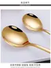 Cuchara de acero inoxidable para uso doméstico, cuchara sopera grande para plato principal de adulto de mango largo estilo coreano, linda cuchara para comer para niños