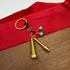 "Lista Dourada" Chaveiro Pingente Torre Wenchang de Latão Cinco Torres com Cabaça e Bolsa de Brocado - Presente para Exame de Admissão à Faculdade para Estudantes