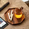 Bandeja Octagonal de Nogal Sudamericano Cuenco de Madera para Frutas Bandeja para Tazas de Té de Uso Doméstico Japonés Plato Creativo de Madera Maciza