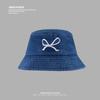 Coreano Ins Bow Bordado Denim Pescador Chapéu Crianças Primavera e Verão Moda Viagem Protetor Solar Chapéu