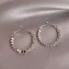 Nuevos Pendientes de Aro Plateados Color Oro Japoneses y Coreanos para Mujer, Pendientes de Lujo Ligero de Gama Alta para Otoño e Invierno, Joyería de Aro Sencilla