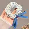 Scrunchie casual oversized para mulheres, elástico de cabelo elegante com laço, tiara floral, acessório de cabelo de renda