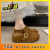 Plataforma Versátil Aumentando a Altura Interna Meias-Calças Fechadas Estilo Birkenstock para Mulheres, Novo Estilo para Verão e Outono, Sapatos Meio Aberto Simples Estilo Birkenstock para Mulheres