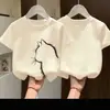 Camiseta de Algodón Puro de Manga Corta para Niños 2026 Verano Más Vendida Estampado de Dibujos Animados Estilo Coreano para Bebé Cuello Redondo Camiseta Básica para Niños y Niñas