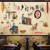 Panela de Ferro Nordestina Cozida Mural de Restaurante Local Fazenda Fogão de Panela Grande Papel de Parede Galinha com Lenha Fogão Decorativo Papel de Parede de Restaurante