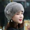 Nuevo Estilo Gorro de Piel Sintética de Visón de Invierno para Mujer, Gorra de Cuero Cálida de Moda para Personas de Mediana Edad y Mayores, Gorro Turbante de Piel de Moda