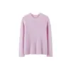 Suéter de cachemira versátil para otoño e invierno, nuevo, con borde enrollado de terciopelo, cuello redondo, manga larga, simple, básico, de moda, para la oficina