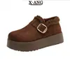 Zapatos Birkenstock Originales de Cuero con Suela Gruesa Totalmente Cerrados para Mujer Zapatos de Pan Invierno Acolchados Cálidos Slip-on Zapatos de Algodón Botas de Nieve
