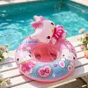 Nuevo anillo de natación inflable con lentejuelas de caballo arcoíris rosa para niños, lindo unicornio, asiento inferior de esponja para niños