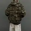 Sudadera con capucha camuflaje retro americano, cárdigan casual de otoño moderno de corte holgado para hombre, chaqueta de béisbol para pareja