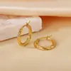 Pendientes de Otoño e Invierno 2024 Moda Elegantes Estéreo de Gama Alta Hebilla de Oreja Hilo Retorcido Anillo Liso Acero de Titanio Femenino con Estilo