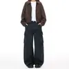 Pantalones Cargo Anchos Naranja Infantil # Estilo Funcional Multi-Bolsillo Pierna Ancha Cimitarra para Mujer, Sueltos, Adelgazantes, Modernos y Versátiles de Longitud Completa