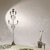 Suporte de Lâmpada de Ferro Estilo Antigo, Castiçal Estilo Chinês, Lampião a Óleo Retrô, Flor de Lótus de Chão, Castiçal de Ferro Zen Estilo Chinês, Decoração de Arte em Ferro