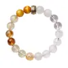 Pulsera de Equilibrio de los Cinco Elementos para Hombres y Mujeres, Pulsera de Cristales Naturales Multigemas, Joyería para el Equilibrio Energético, Elementos de Metal y Tierra, Adecuada para Aquellos con Necesidad de Elementos Dorados y de Tierra