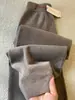 Mezcla de lana suave y pelo de mapache, pantalones anchos color café, nueva colección otoño/invierno 2026, pantalones largos de punto de cachemira casuales y cálidos