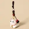 Llavero Colgante de Gato Acostado Tallado en Madera Hecho a Mano Creativo, Linda Decoración de Mochila de Gato Vaca, Regalo Exquisito