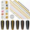 Nueva Joyería Caliente para Uñas ins Cadena Pequeña 12 Cajas Acero Dorado y Plateado Bola de Acero Pegatina Decorativa para Uñas DIY Cadena Metálica