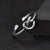 Anillo Abierto de Plata de Ley 925, Anillo Liso Simple con Forma de Corazón, Moda Coreana Exquisita Joyería Hueca de Plata de Ley al por Mayor