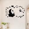 Adesivos de Parede Espelhados em Acrílico com Desenhos de Lua, Estrelas e Nuvens para Decoração, Adesivos de Parede Espelhados Macios para Embelezar e Renovar