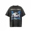 Camiseta Casual de Manga Curta com Gola Redonda Estampada com Letras Graffiti Retro Saint Xxx Stb Vintage Lavada para Homens e Mulheres
