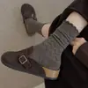 Calcetines Sueltos con Patrón Oscuro Estilo Japonés de Algodón Peinado para Otoño e Invierno con Zapatos Birkenstock Calcetines de Algodón con Borde Fruncido para Mujer Calcetines Anti-Pilling Amigables con la Piel de Media Pantorrilla