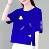Camiseta de manga corta estilo mamá para mujer, comercio exterior transfronterizo, nuevo estilo de verano, corte holgado, adelgazante, top estampado versátil