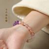 Ametista de estilo artístico com pulseira de design de cristal rosa folha de ouro contas vitrificadas anel único pulseira de pedra de sol atacado