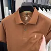 Camisa Polo de Algodão Puro com Logo de Pônei Camiseta Masculina de Manga Curta Verão Gola Bordada Casual Solta Camiseta Top Paul