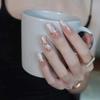 [Yihe] Usando Adesivo de Unha Postiça Unha Postiça Feita à Mão Artista de Unhas Celebridade da Internet Nude Miss Charlie Noiva Mulheres Grávidas