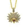 Pingente de cabeça de diamante da moda moderna e moderna, colar de diamante tridimensional masculino de hip hop europeu e americano