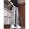 Jeans para hombre con forro de polar, nuevos para otoño e invierno, pierna recta, ligeramente acampanados, estilo americano de alta costura, pantalones streetwear modernos y geniales