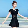 Traje de Baño Falda Boxer de una Pieza para Mujer en Verano, Cubre Vientre y Aspecto Adelgazante, Natación en Aguas Termales, Sexy de Talla Grande Color Sólido Conservador