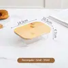 Recipiente de vidro transparente de grau alimentício com tampa de bambu (370ml, 640ml, 1040ml, 1520ml)  adequado para uso doméstico, almoços de escritório e aquecimento no micro-ondas.