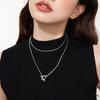 Collar Minimalista de Estilo Fresco con Hebilla Ot para Mujer, Moderno y Versátil, Elegante Cadena Doble para Clavícula de Commuter Estilo Ins